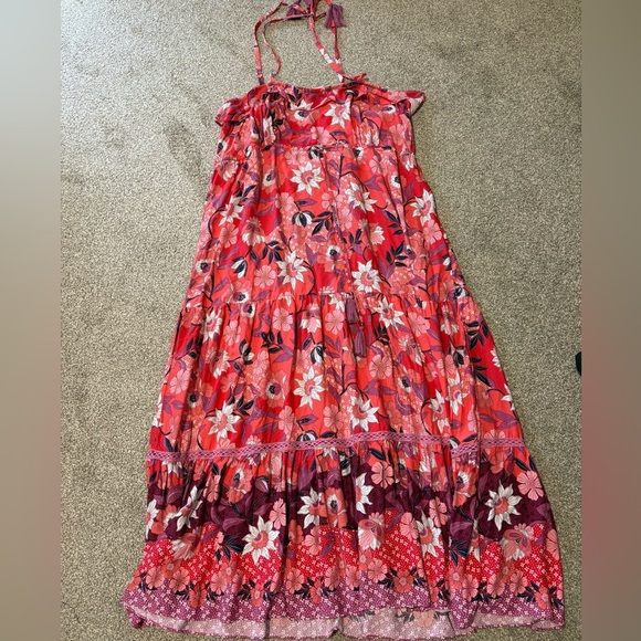 NWT Aveology Pink Floral Print Maxi Haven Tiered Dress Women's Plus Size 18/20 - Picture 2 of 13